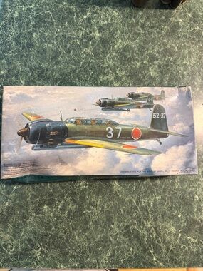 Vintage Military Aircraft Model Box Art - Olive Green & Yellow Twin-Engine Plane